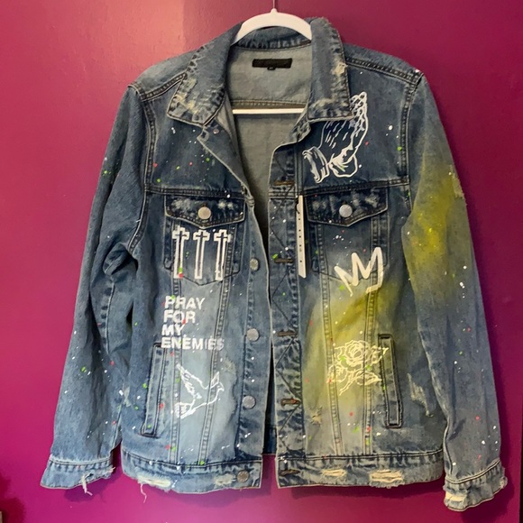 THRT Other - THRT Denim PRAY Painted Jacket XL inside/outer pockets NWT $60 a steal